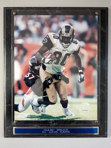 St. Louis Rams 2002 Isaac Bruce 8x10 Photo File 13x10-1/2 Marbled Plaque w/Plate Cover