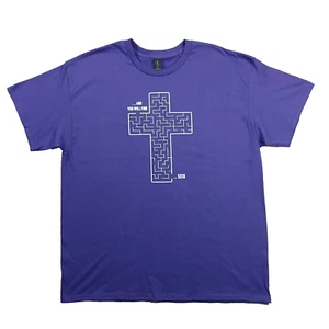 Cross Maze Graphic Printed Mens Purple XL T Shirt Seek And You Will Find - Picture 1 of 8