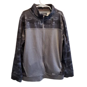 OshKosh Boys Sz 12 Hoodie Jacket Gray Camo Zip Front Long Sleeve Collar Pockets - Picture 1 of 7