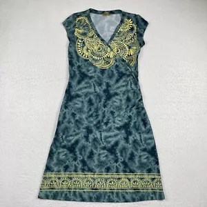 Abito Athleta donna piccolo verde finto avvolgente hippie tie dye festival donna boho - Foto 1 di 13