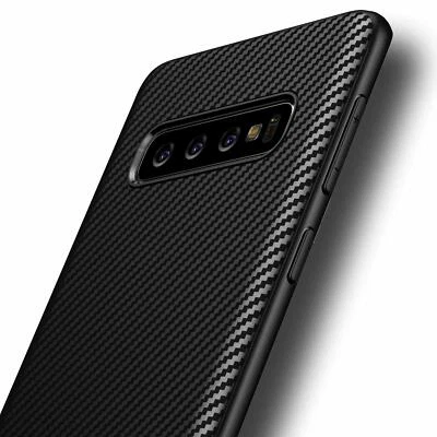 AVANA Hülle für Samsung Galaxy S10 Plus Schutzhülle Silikon Case Schwarz Carbon Optik