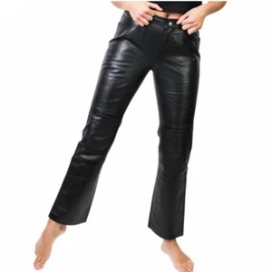 GAP Vintage 1999 / Y2K Genuine Leather Bootcut Moto Pants • size 6 - Picture 1 of 9