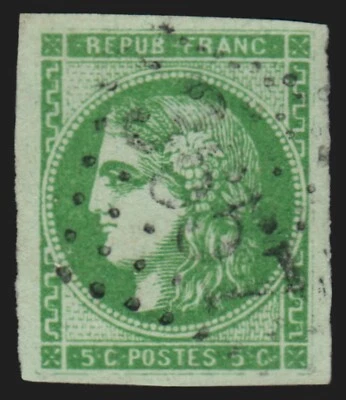 n°42B, Cérès Bordeaux 5c vert-jaune, oblitéré - B/TB - Photo 1/2