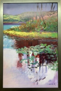 Placa enmarcada Brenda Horowitz "Wellfleet Pond" (derecha) arte firmado naturaleza NUEVO - Imagen 1 de 3
