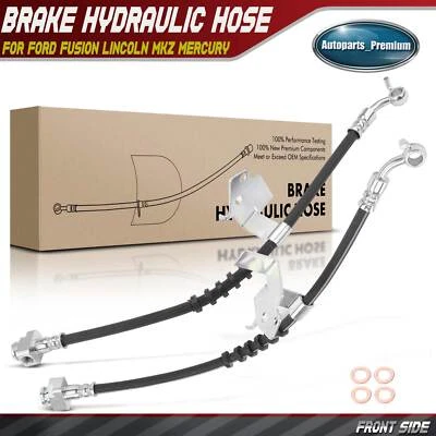 2x Front LH & RH Brake Hydraulic Hose for Ford Fusion 10-12 Lincoln Mkz Mercury - Image 1 of 4
