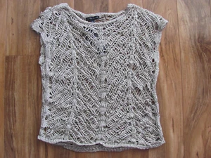 Top Eileen Fisher-Brushstroke cinta satinada puntada-arce avena/beige-talla XS-NUEVO CON ETIQUETAS $198 - Imagen 1 de 10