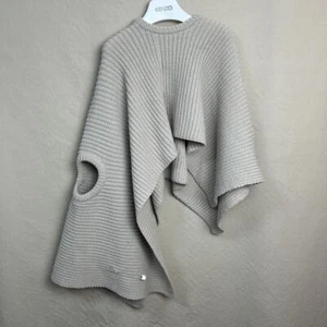 ANN DEMEULEMEESTER Knit Poncho Asymmetric 38 wool Off-white - Picture 1 of 9