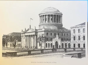 OVERSIZE Irish Art Postcard The FOUR COURTS River Liffey Dublin Fergus Ryan 5x7+ - Imagen 1 de 2