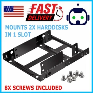 Dual Mounting 2.5" to 3.5" Bay SSD Metal Hard Drive HDD Bracket Adapter Dock - Picture 1 of 9