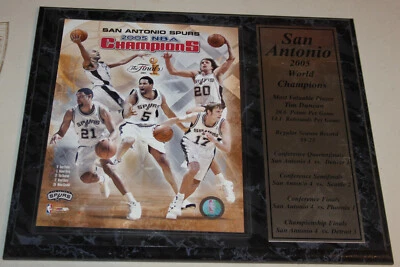 San Antonio Spurs 2005 NBA Champions Plaque,Tim Duncan MVP,Ginobili,Tony Parker - Image 1 of 4