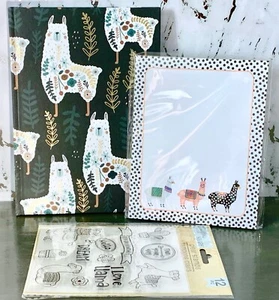 NEW Llama Journal Rubber Stamps Notebook Diary Planner Alpaca Cute Kawaii Gift - Picture 1 of 8