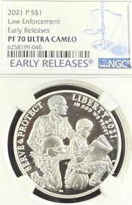 2021 P $1 PROOF SILVER LAW ENFORCEMENT EARLY RELEASE COMMEM NGC PF70 ULTRA CAMEO - Picture 1 of 2