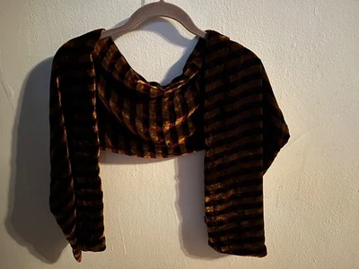 Chelsey by Joseph vintage scarf in purple & gold (mustard) 10 1/2 w x 55 L - Image 1 of 4