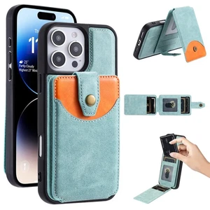 Phone Case For iPhone 15 Leather Wallet Card Holder Magnetic Magsafe Stand Cover - Picture 1 of 21
