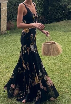 Maxikleid Damen Lang Orange Print Zara Dress Neu Mit Etiketten Gr. XS - Bild 1 von 4