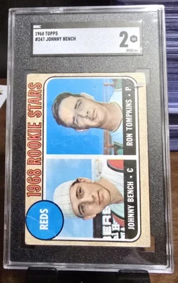 1968 Topps Johnny Bench Ron Tompkins Reds Rookie Stars #247 SGC 2 - Imagem 1 de 2