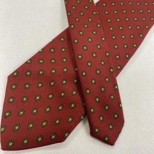 Vintage Brooks Brothers USA Men's Red Floral Medallion Pattern Silk Neck Tie - Picture 1 of 8