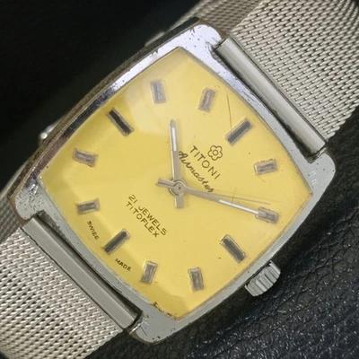 RELOJ SUIZO PARA HOMBRES ART DECO VINTAGE TITONI AIRMASTER TITOFLEX CUERDA a703231-1 Foto 1 de 4