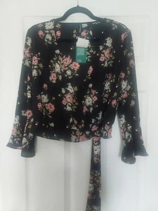 H&M Floral Wrap Top Size 14 - Picture 1 of 5