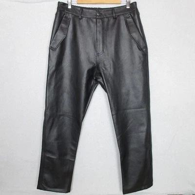 Pantalones Forever 21 Para Hombre Negros Imitación Cuero Pantalones Calce Ajustado Talla 38 Foto 1 de 4