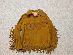 Vintage 60er Jahre Handarbeit FRANSEN Western Jacke 40 Leder SPLIT-SUEDE Rindsleder - Bild 1 von 8