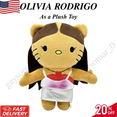 Hello Kitty OLIVIA RODRIGO 歌手 毛绒娃娃 软填充公仔 毛绒玩具 23 厘米 — 第 1/4 张图片