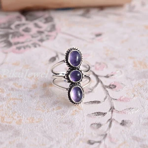 Afrikanischer Amethyst Multi Edelstein 925 Sterlingsilber handgefertigter glänzender Look Ring - Bild 1 von 7