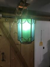 Antique/Vtg Hanging swag Light/Lamp, 1950s-60s    Beautiful Teal Blue/Green