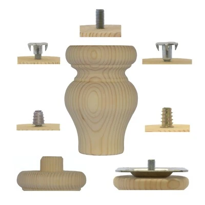 Pies de tulipán para muebles de pino de madera grandes 85 mm x 120 mm ELIGE EL AJUSTE A4TF Foto 1 de 2