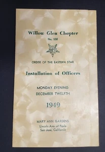 1949 Order of the Eastern Star Willow Glen 530 Ceremony Program Vtg San Jose CA - Picture 1 of 18