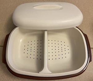 TUPPERWARE Braun & Creme 4 Stück Gemüse/Reis/Fisch - Dampfgarer/Servierschale - Bild 1 von 4