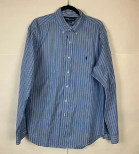 Ralph Lauren Men's Classic Fit Button Down Long Sleeve Blue/White Stripe Shirt - Picture 1 of 4