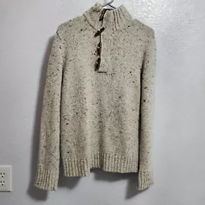 Maglione Banana Republic uomo S maglia maculata grigio misto lana bottone a levetta legno - Foto 1 di 10