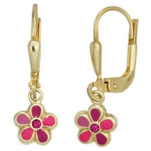 JOBO Niños Botones Flor Rojo 333 Oro Amarillo Pendientes Pendientes Pendientes Niños - Imagen 1 de 1