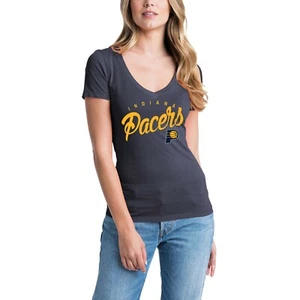 Indiana Pacers 5th & Ocean by New Era Women's V-Neck T-Shirt - Navy NBA Medium - Picture 1 of 1