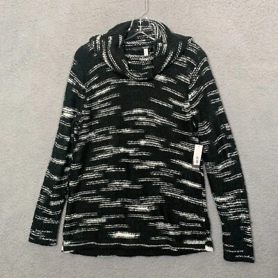 Kensie Women's Space Dye Cowl Neck Pullover Sweater Black White Size Medium NWT - Image 1 of 4