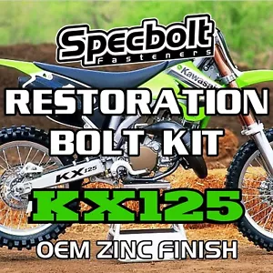 KX125 Restoration Bolt Kit For Kawasaki KX 125 74-08 Specbolt OEM Zinc Finish - Bild 1 von 11