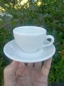 4 Sets Apilco France White Porcelain Espresso / Demitasse Cups & Saucers - Picture 1 of 4