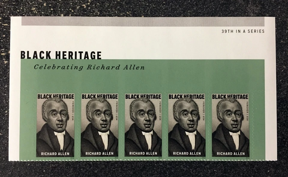 2016USA #5056 Forever Richard Allen - Black Heritage - Header Strip of 5  Mint - Image 1 of 1