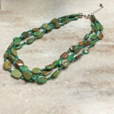 925 Silver Three Strand Turquoise Adjustable Necklace NWOT - Image 1 of 4