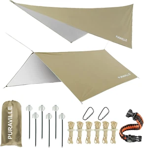 Camping Tarp Waterproof, Hammock Rain Fly Tent Tarp - 12X10 Ft Rectangle Lightwe - Picture 1 of 8