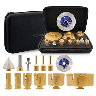 SHDIATOOL 13pc M14 Diamant Fliesenbohrer Set Bohrkronen Diascheibe Winkelschleifer 6-110mm