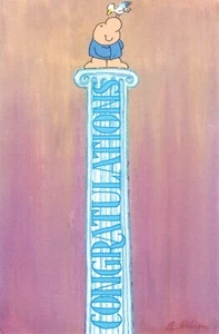 Funny Congratulations Ziggy On A Pillar By Tom Wilson Greeting Card  - Picture 1 of 3