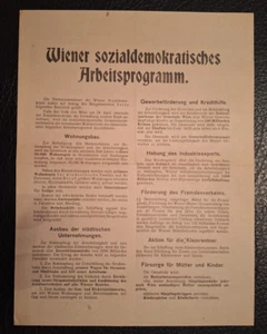 Wiener Soziales Arbeitsprogramm SPÖ 1924 Seltenes Original Flugblatt - Bild 1 von 2