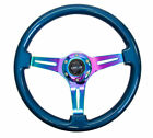 Nrg 350Mm 3 Neo-Chrome Spokes Wood Grain W/ Blue Grip Steering Wheel