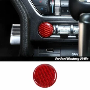 Red Carbon Fiber Engine Start/Stop Button Trim Accessories For Ford Mustang 15+ - Picture 1 of 8