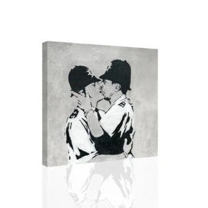 Banksy Kissing Coppers - CANVAS or PRINT WALL ART - Picture 1 of 3