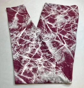 TC Lularoe Tall & Curvy Leggings Tie Dye Acid Wash Marble Swirl Maroon 813363 - Picture 1 of 5