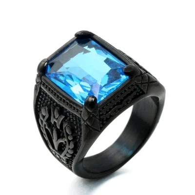 Anillo de sello para hombre de acero inoxidable vintage cuadrado multicolor piedra cóctel fiesta Foto 1 de 4