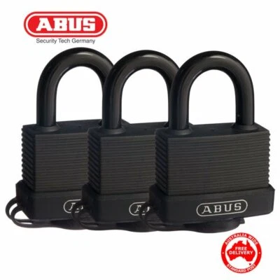 3 x ABUS Keyed Alike Weatherproof Outdoor Padlocks -45mm-Triple Pack-Free Post - image 1 of 4